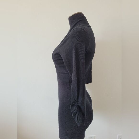 Maurices Cropped Black Half Cardigan Sweater Modest Coverup Y2K Formal Medium - Picture 3 of 9